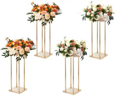 VEVOR 4er-Set Blumenhocker aus Eisen in Gold, Eckige Blumenständer Modern, B/T/H: 20 x 20 x 60 cm - Bild 1
