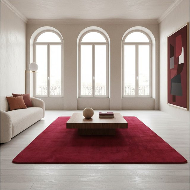 Waschbarer Kurzflorteppich ISAR von Kadima Design, einfarbig, Rot, B: 120 cm, T: 160 cm - Bild 1