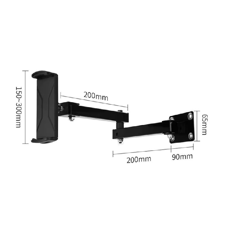 Universeller Metall-Wandhalter von FTBTOC für Tablets und Smartphones von 4 bis 13 Zoll, verstellbar und dehnbar, Farbe: Schwarz - Bild 2