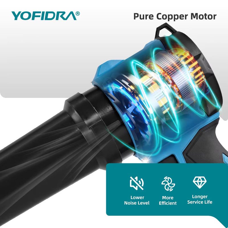 YOFIDRA Bürstenloser Elektrischer Turbo-Lüfter Blau, Handgehaltene Staubluftpistole mit 330000RPM und 350M/S für Makita 21V Akku - Bild 3