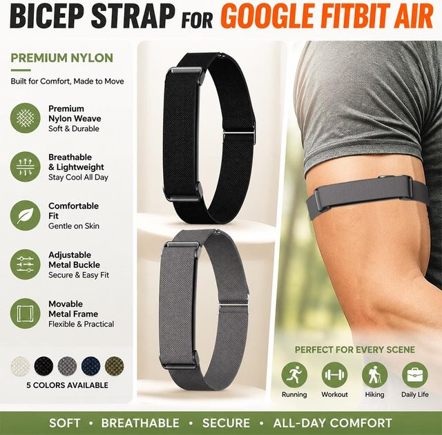 Google Fitbit Air Ersatzarmband, Nylon, Schwarz, Unisex - Bild 1