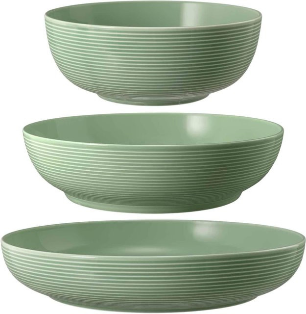 Seltmann Weiden Foodbowl Beat Color Glaze Set 3-teilig Salbeigrün aus Porzellan - Bild 1