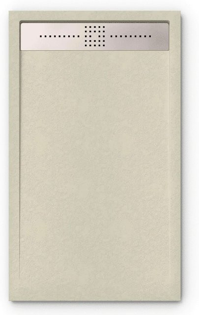 Stano Orion Duschwanne aus Mineralguss extra flach in Beige mit Chrom-Ablaufschutz, B/T: 90 x 180 cm, Höhe: 3 cm - Bild 1