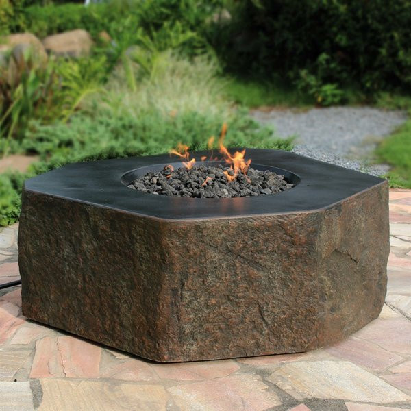 Elementi Gasfeuerstelle Dukono in Basalt-Optik aus Faser-Beton, Farbe: Braun, B/T/H: 102 x 81 x 41,5 cm - Bild 1