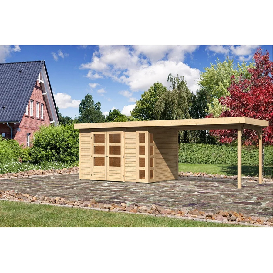 Karibu Holz-Gartenhaus Sölve in Natur mit Flachdach und modernem Design, B: 298 cm, T: 213 cm, H: 211 cm - Bild 2
