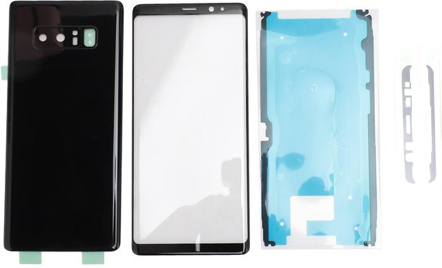 Samsung Handy Rückglasabdeckung in Weiß mit vorinstalliertem Kamera-Klebstoff und Reparaturwerkzeugen - Bild 1