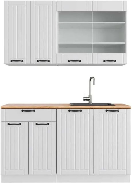 Vicco Fame-Line Singleküche im Landhausstil in Weiß und Eiche, Breite: 140 cm - Bild 1
