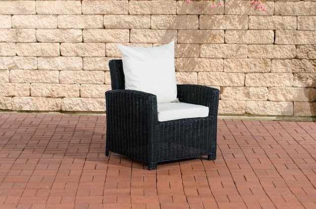 TPFGarden Sessel Fino in Cremeweiss und Schwarz aus Rattan und Metall - Bild 1