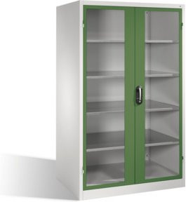 C+P Werkzeugschrank XXL mit Sichtfenster-Drehtüren, 4 Böden, Resedagrün/Lichtgrau, H: 195,0 cm, B: 120,0 cm, T: 80,0 cm - Bild 1