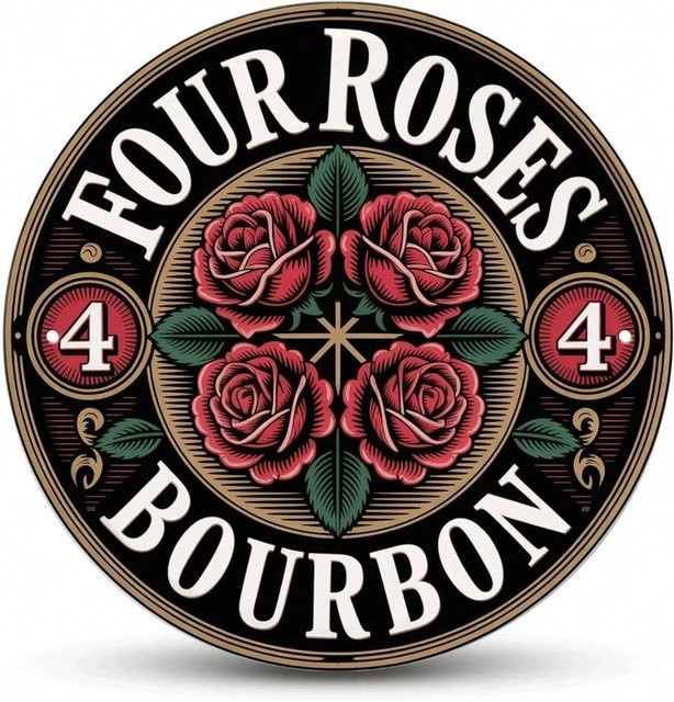 Four Roses Bourbon Metallschild CIFBUY Retro-Wanddekoration Mehrfarbig, Durchmesser: 20,3 cm - Bild 1