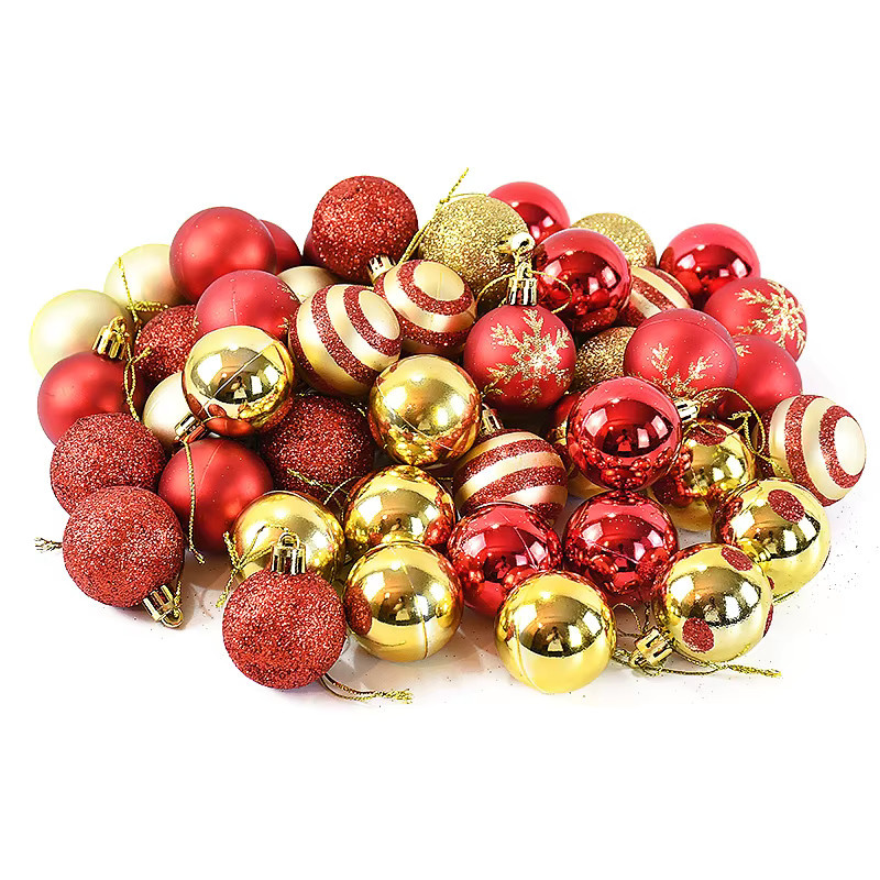 ZQNYCY Weihnachtskugeln Set in Rot und Gold, 50 Stück runde Christbaumanhänger für Weihnachtsdekoration und Silvester - Bild 5