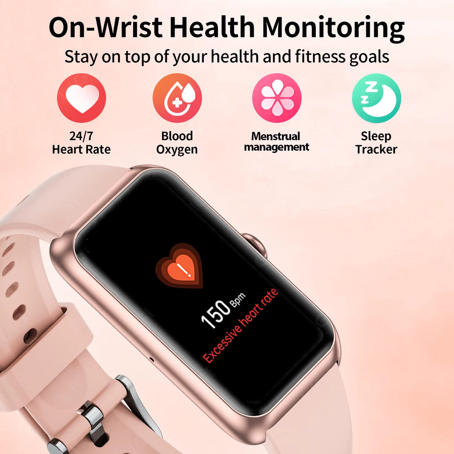 LIGE Smartwatch, Roségold, Damen, Herzfrequenz, Schwarz - Bild 3