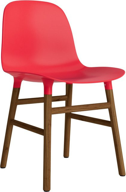 Normann Copenhagen Form Stuhl mit Holzgestell und Kunststoffschale in Rot - Bild 1