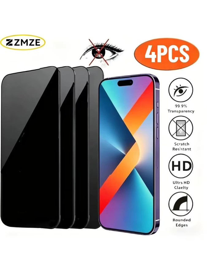 4er-Set SnakeGlass Anti-Spionage Panzerglas Displayschutzfolie für iPhone 17, 16, 15, 14, 13, 12 und 11 Pro Max Air/e/Plus - Bild 5