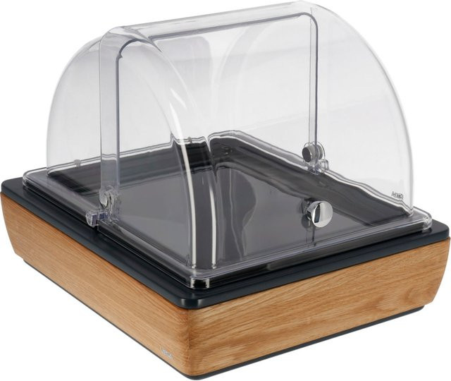 VEGA Buffetvitrine Montana in Eiche, Transparent und Schwarz mit GN 1/2 Behälter, Melamin, B/T/H: 36,5 x 30,5 x 27,4 cm - Bild 1