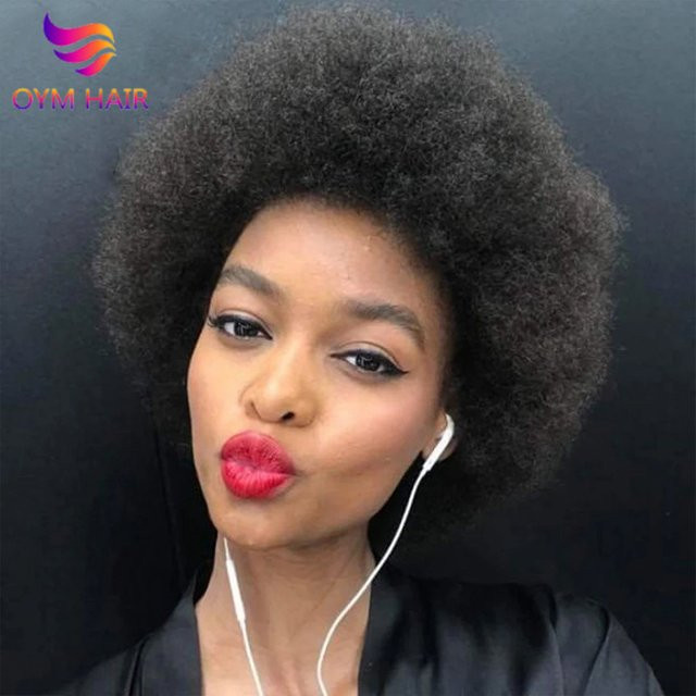 OYM HAIR Afro-Perücke, brasilianisches Remy-Echthaar, Damen - Bild 1