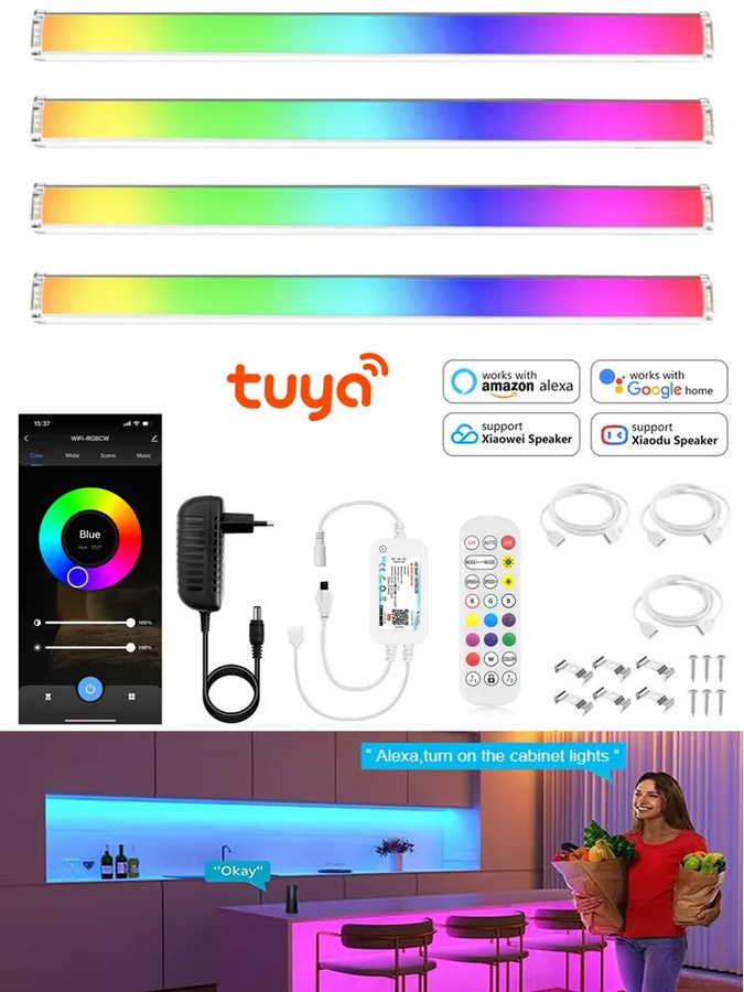 YSRSAI Tuya Smart RGB LED Schrankleuchte mit App-Steuerung und Fernbedienung, dimmbar, Multicolour, für Küche und Kleiderschrank, kompatibel mit Amazon Alexa - Bild 6
