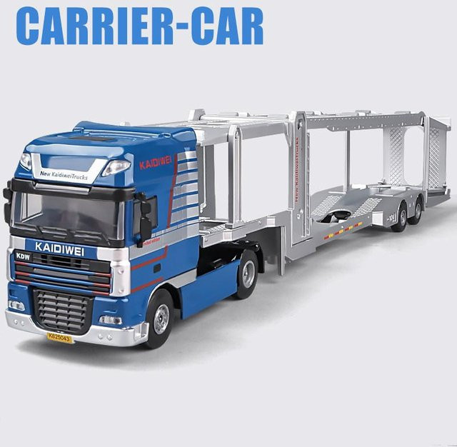 Linyi toy car Doppelstock-Flachbettanhänger-Modell, Druckgussmetall, Grau, 1:50, ab 14 Jahren - Bild 1