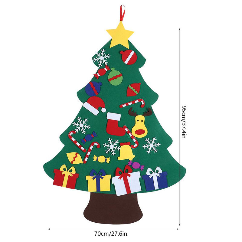 OutsideWorld DIY Weihnachtsbaum-Set aus Filz in Grün mit Rentier- und Sternen-Hängeornamenten zur Wandmontage für Kinder - Bild 6