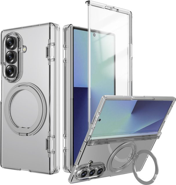 Samsung MagSafe Schutzhülle mit 360 Grad drehbarem Magnet-Halter und Scharnier für Galaxy Z Fold 7 und Galaxy Z Fold 6, inklusive gehärteter Displayschutzfolie, transparent - Bild 1