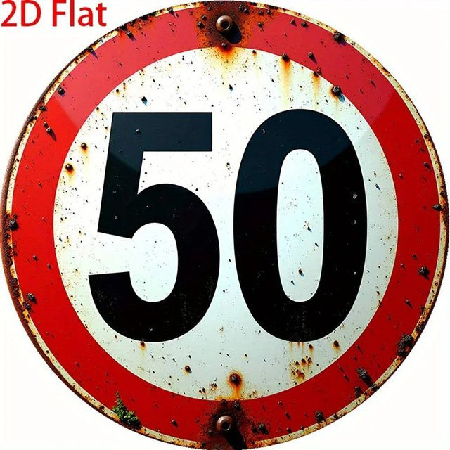 CIFBUY Vintage Metallschild zum 50. Geburtstag, runde Wandkunst aus Aluminium in Multicolour, Durchmesser: 20,3 cm - Bild 1