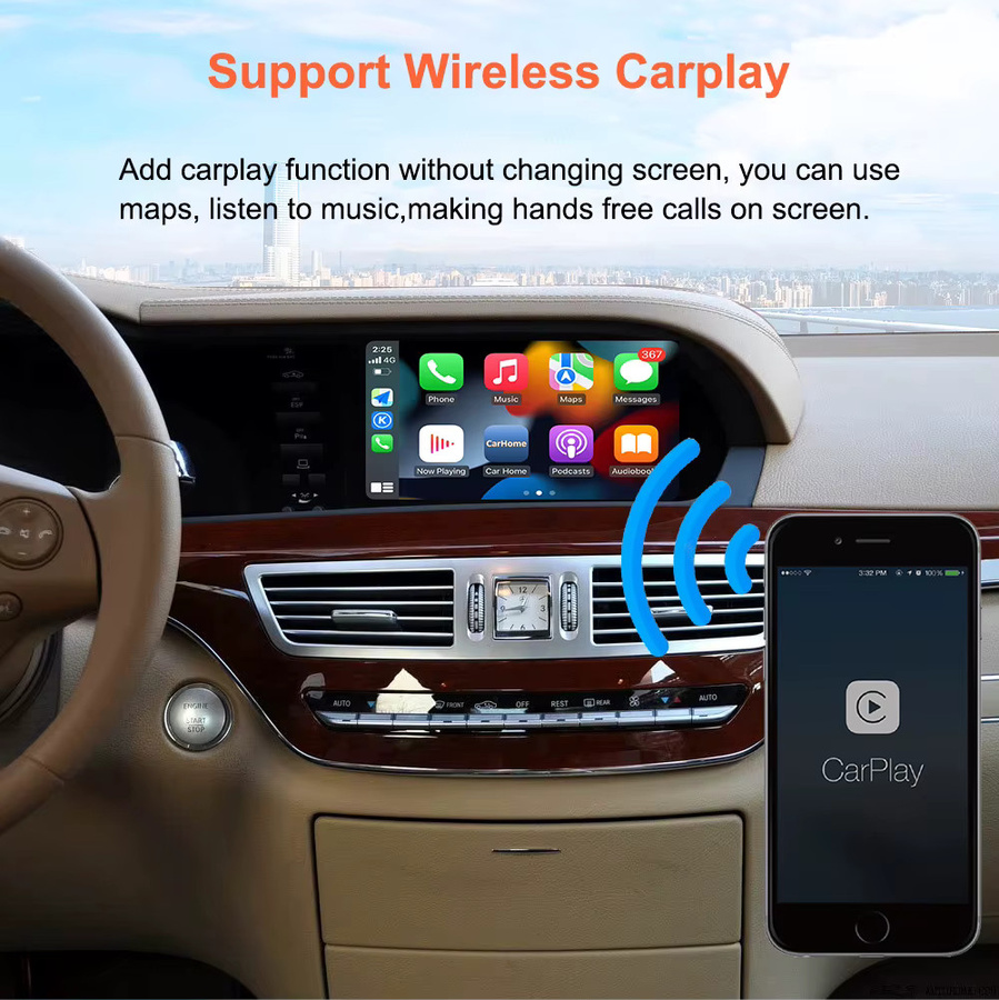 Bonroad Wireless CarPlay und Android Auto Retrofit Kit für Mercedes Benz S-Klasse W221 2006-2013 mit NTG 3.0/3.5 und Airplay Modul - Bild 4