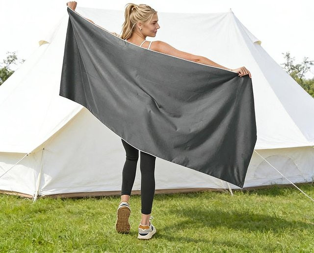 Sandfreies magnetisches Strandtuch von JMG Household Supplies aus grauer Mikrofaser, schnelltrocknend und super saugfähig, B/H: 76 x 190 cm - Bild 1