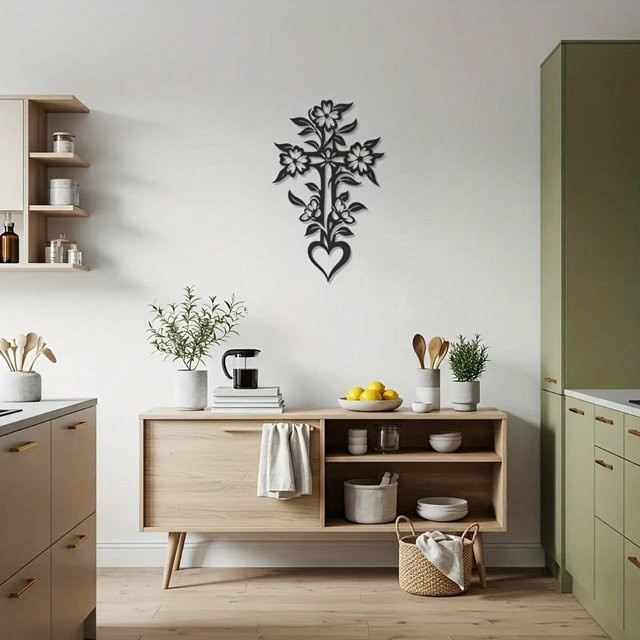 CIFBUY Metall-Wandkunst mit Blumen und Herzen in rustikalem Design als christliche Dekoration - Bild 1