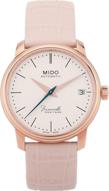 Mido Armbanduhr, Mechanisches Uhrwerk, Silbernes Zifferblatt, Lederarmband, 33 mm, Damen - Bild 1