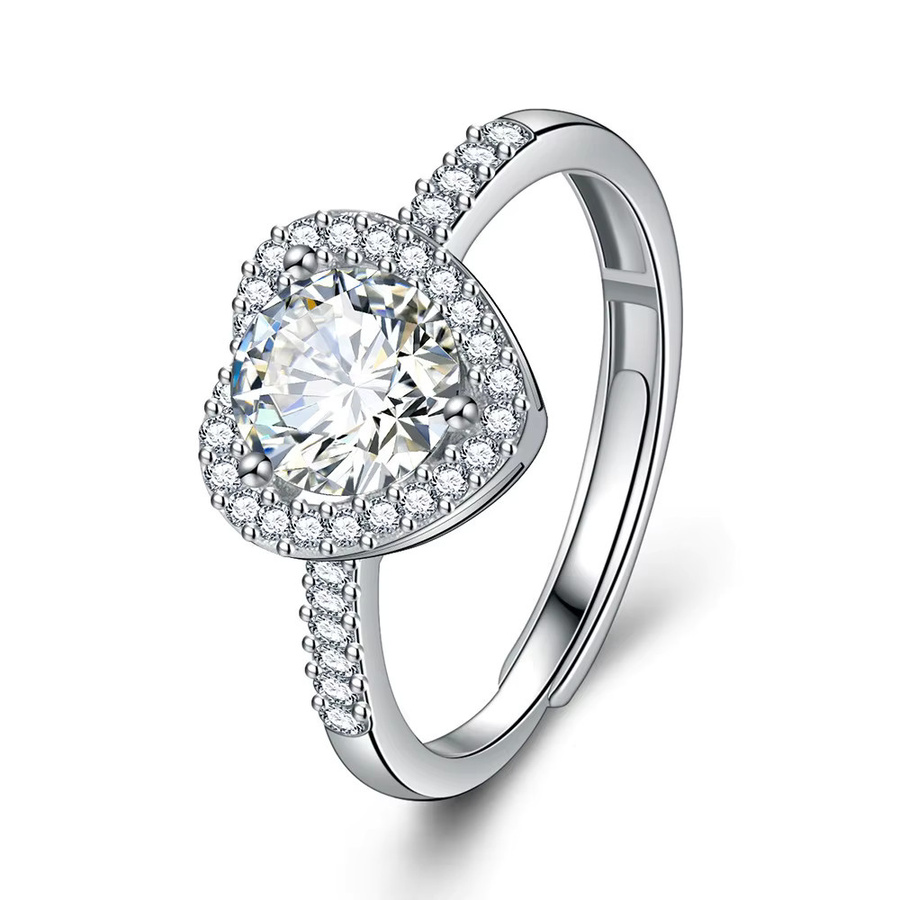 SAY Moissanit-Herzring, 925 Silber, Damen - Bild 3