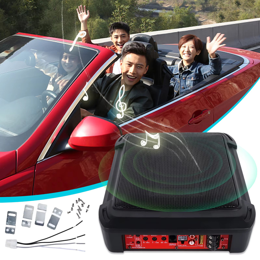 Podofo Aktives Auto-Subwoofer-Set 1000W in Schwarz mit Schlankem Verstärker und Audiokabel für Unter-Sitz-Montage - Bild 3