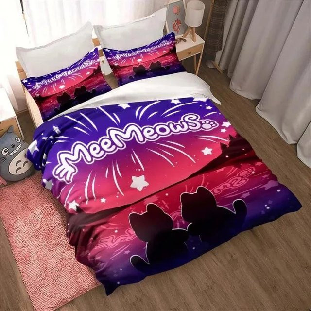 APHMAU Bettwäsche-Set mit Kawaii-Cartoon-Design, lila, bestehend aus Bettbezug und Kissenbezug, B/H: 200 x 230 cm - Bild 1