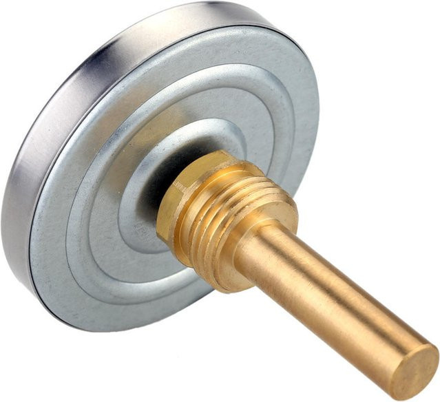 Horizontales Aluminium-Thermometer mit 63mm Zifferblatt und 1/2 BSP Gewinde in Silber, Messbereich 0 bis 120 Grad C - Bild 1
