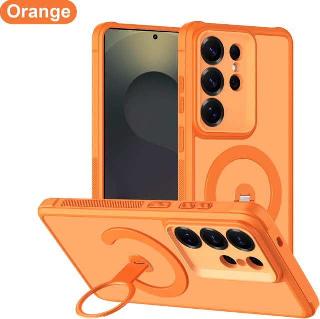 Magnetische Handyhülle für Samsung Galaxy S26 S24 S23 Ultra Plus FE mit MagSafe und Anti-Sturz-Schutz, Orange - Bild 1