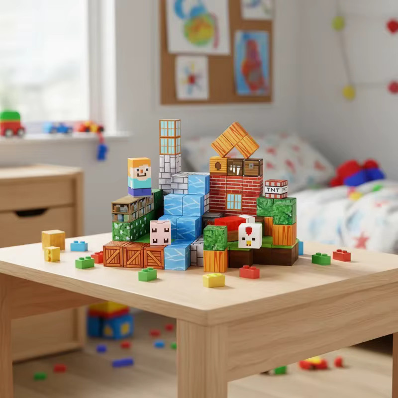 HUATEC Magnetische Bausteine Set mit 100 Teilen, STEM Pädagogisches Spielzeug für Kinder zur freien Montage von Tier- und Hausmodellen, Mehrfarbig - Bild 2