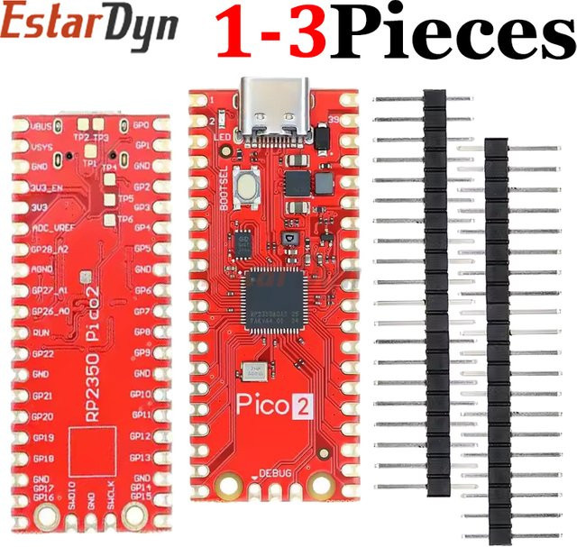 EstarDyn RP2350 PICO2 Entwicklungsboard mit RP2350A Chip und USB-C Anschluss in Rot, kompatibel mit Raspberry Pi PICO2 - Bild 1