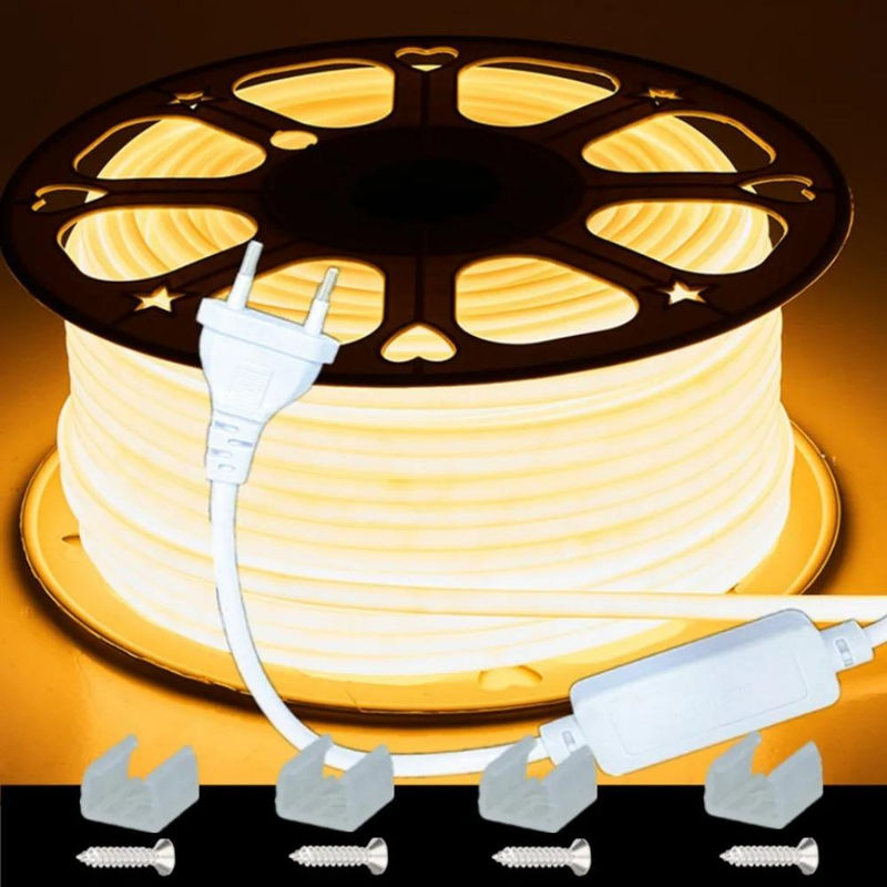 MnnWuu COB LED Neon Streifen Set, warmweiß, IP65 wasserdicht, 30m mit Netzteil und Power Plug Kit - Bild 4