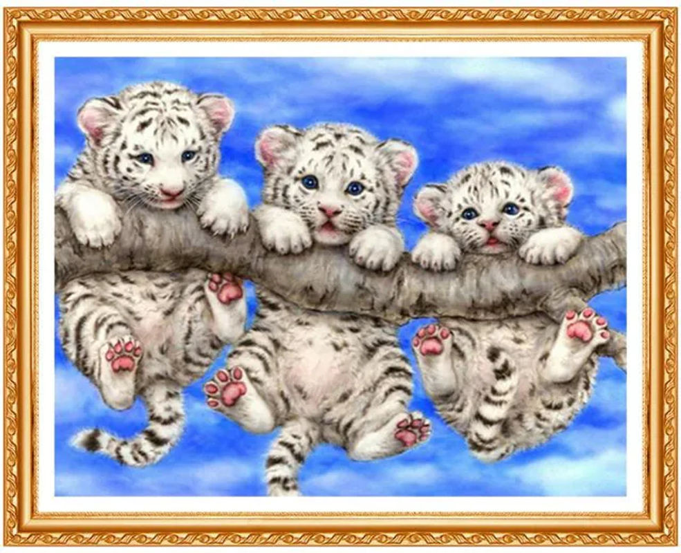 FIYO Diamant-Malerei Tiger als Wanddekoration, mehrfarbig, B: 30 cm, H: 20 cm - Bild 1