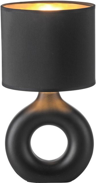 Just Light Tischleuchte Carara in Schwarz mit Keramik und Stoff, H: 30 cm, B: 16 cm, T: 16 cm - Bild 1