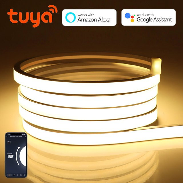 Tuya Smart Home WiFi LED Neon Flex Lichtstreifen in Warmweiß mit USB-Anschluss und Sprachsteuerung für Alexa und Google Assistant - Bild 1