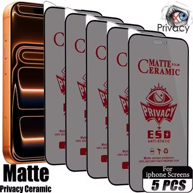 5er Set Matte Keramik Displayschutzfolie mit Privatsphäre-Funktion für Apple iPhone 11 bis iPhone 17 Modelle - Bild 1