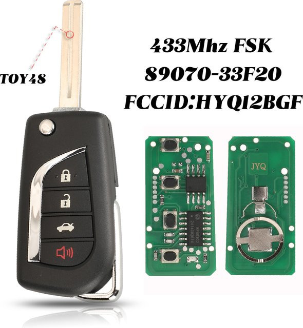Jingyuqin Ersatzfernbedienung für Toyota Camry 2018+ mit 3+1 Tasten, 433 MHz 8A-H Chip, FCCID HYQ12BGF, Farbe: Schwarz - Bild 1