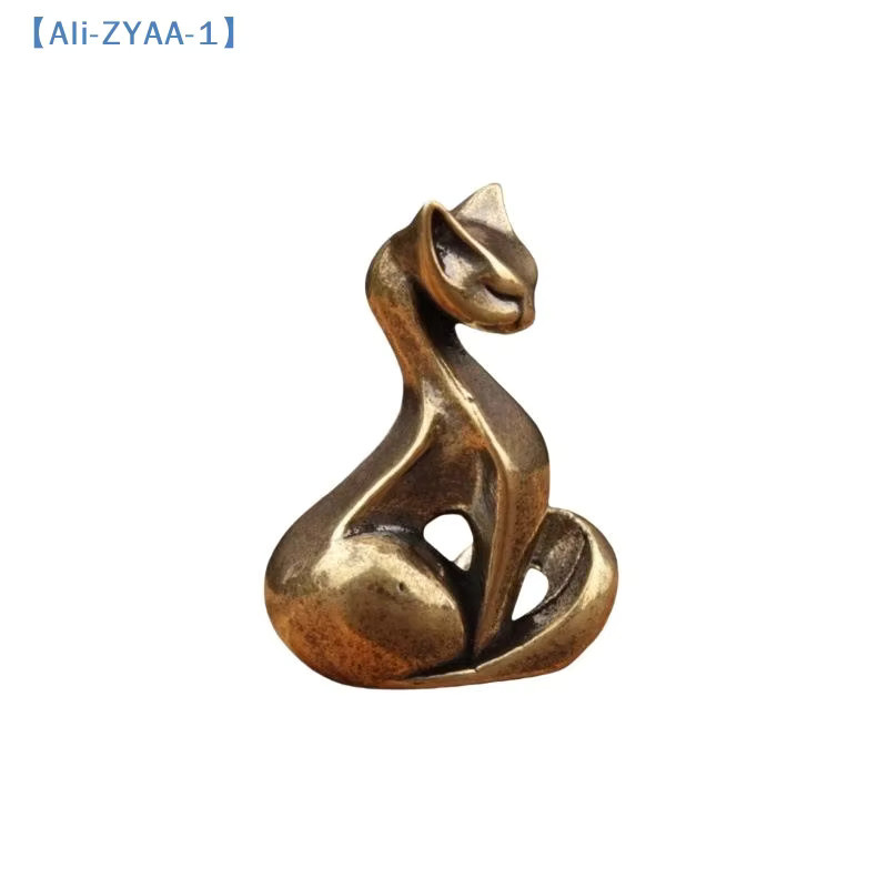 JETTING Katzenfigur aus Messing in Gold als Vintage-Skulptur für deine Schreibtisch-Dekoration - Bild 2