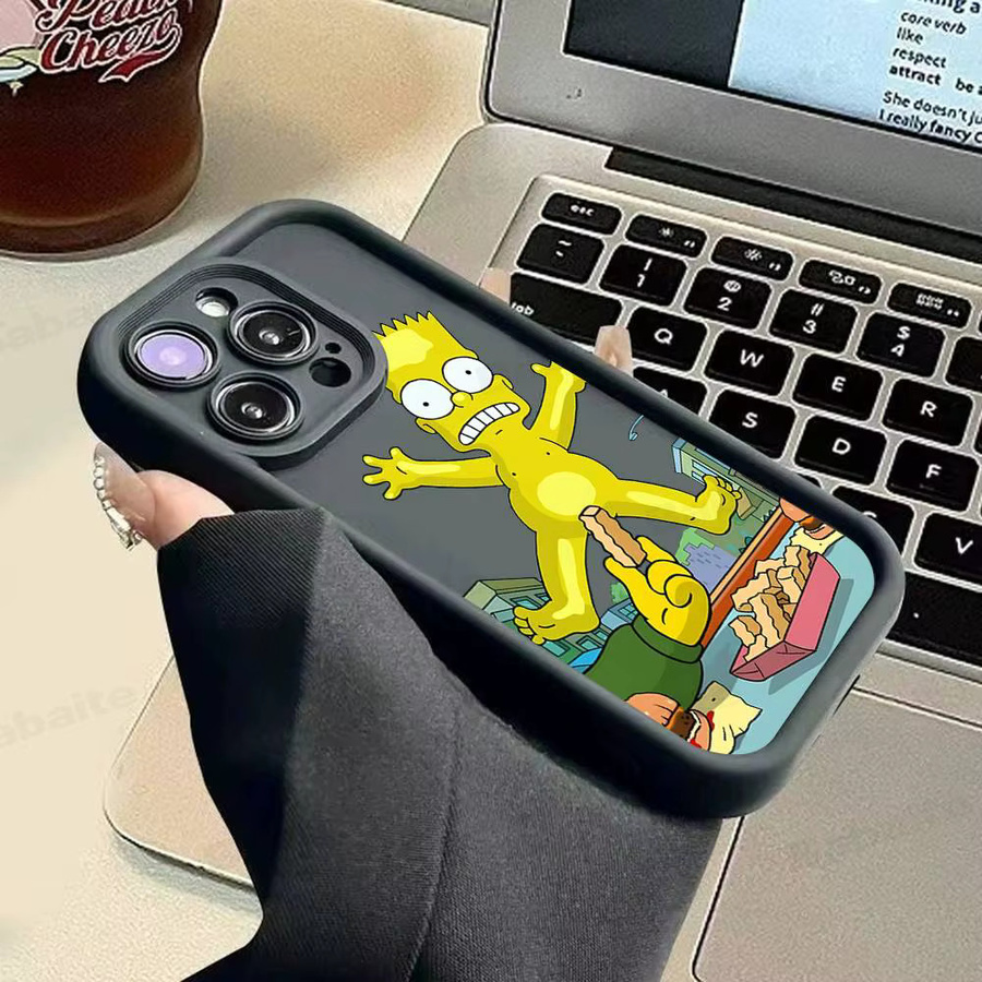Funny Cartoon Simpsons Handyhülle aus Silikon für iPhone 11 bis iPhone 17 Pro Max in Schwarz - Bild 4