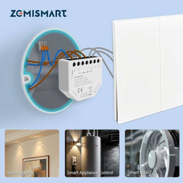 Zemismart WiFi Smart Relay Mini Switch Modul mit Power Monitor, 1-Gang, Weiß, kompatibel mit Tuya Smart und Smart Life App - Bild 1