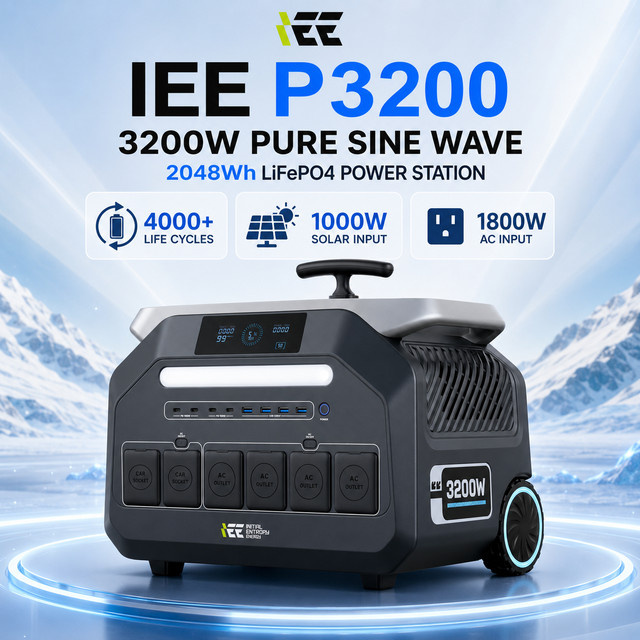 IEE P3200 Tragbare Powerstation 2048Wh LiFePO4 Solar-Generator 3200W mit 1000W Solar-Eingang in Grau - Bild 1