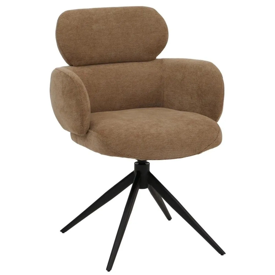 Esszimmerstuhl MCW-O77 in Hellbraun mit drehbarer Auto-Return Funktion und Chenille-Stoff nach ÖKO-TEX Standard - Bild 3