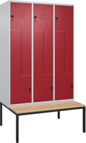 C+P Z-Spind Classic PLUS Sitzbank mit 6 Fächern und Sicherheits-Drehriegel, Sitzfläche aus Buche-Hartholz, B/T/H: 212,0 x 120,0 x 81,5 cm - Bild 1