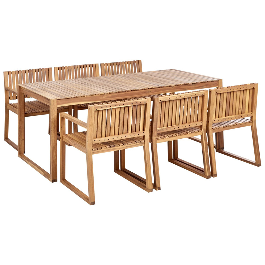 Beliani Gartentisch Set SASSARI II aus Akazienholz in Braun, B/T/H: 90 x 90 x 75 cm - Bild 2