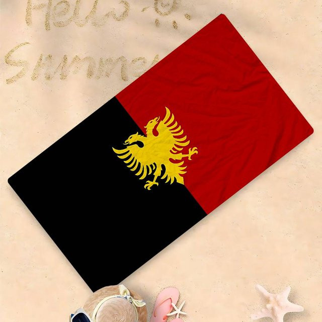 JMG Household Supplies Saugfähiges Mikrofaser Strandtuch Albanische Flagge, Rot, 30 x 30 cm - Bild 1